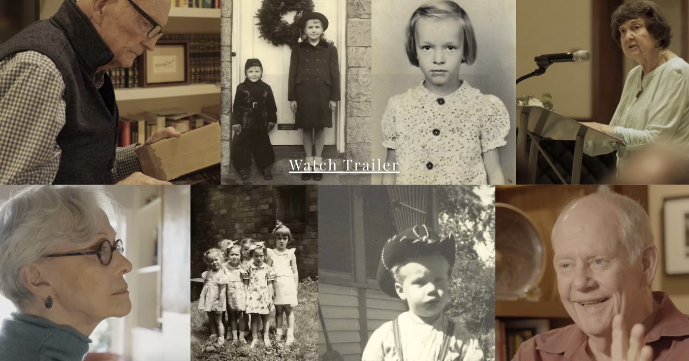 Collage from the documentary: league debaters today alongside their childhood photographs.
